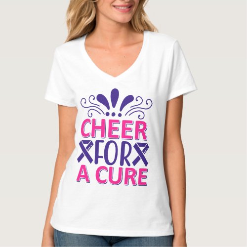 Cheer For A Cure Pink and Purple T_Shirt