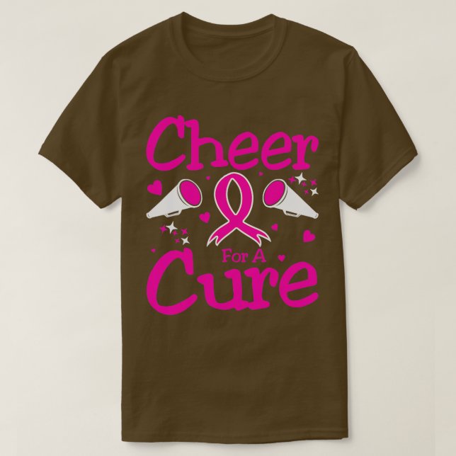 Cheer For Cure Cheerleader Breast Cancer Awareness T-Shirt (Design Front)