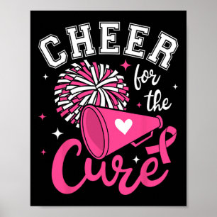 Cheer For The Cure Cute Cheerleader Pink Ribbon Po Poster