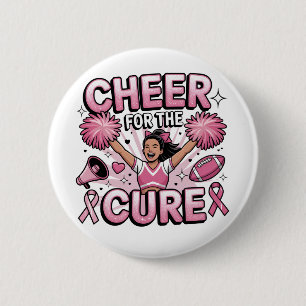 Cheer For The Cure Leopard Cheer Pink Football Button