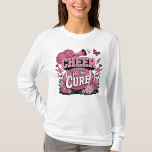 Cheer For The Cure Pink Ribbon Football Megaphone T-Shirt
