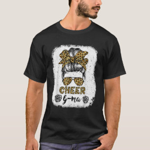Cheer G ma Leopard Messy Bun Cheerleader Bleached T-Shirt