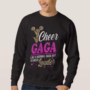 Cheer Gaga Biggest Fan Leopard Print And Pom Pom Sweatshirt