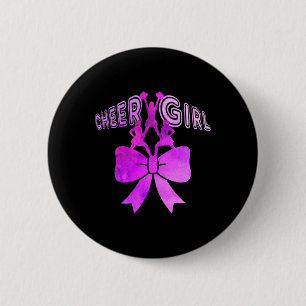 Cheer Girl Cheerleader Pyramid Bow Women Teens Che Button