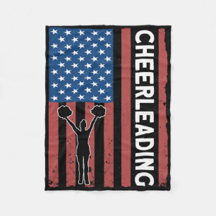 Cheer Girl Usa Flag Cheerleading Fleece Blanket