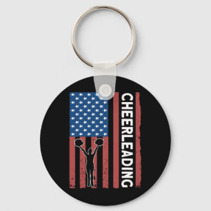 Cheer Girl Usa Flag Cheerleading Keychain