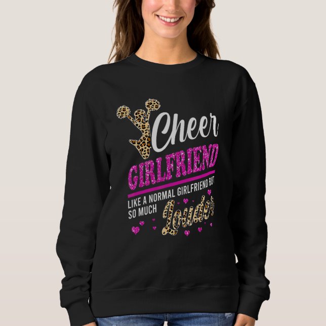 Cheer Girlfriend Biggest Fan Leopard Print And Pom Sweatshirt (Front)