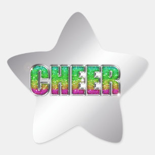 Cheer Glitter Rainbow Star Sticker