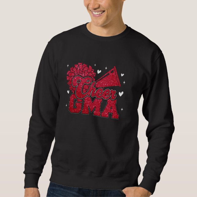 Cheer Gma Grandma Biggest Fan Cheerleader Red Blac Sweatshirt (Front)