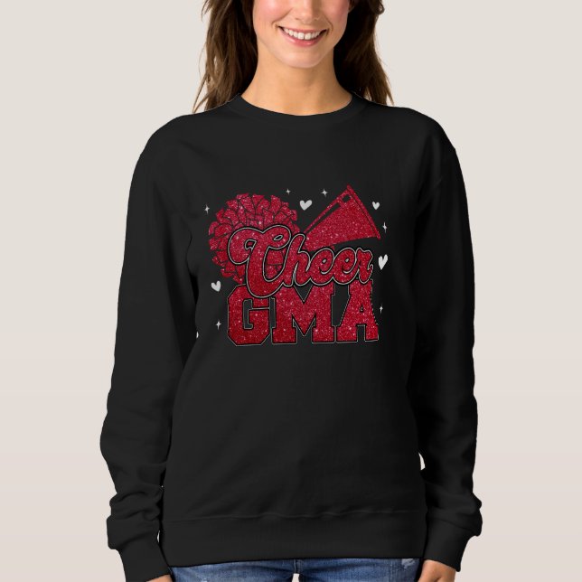 Cheer Gma Grandma Biggest Fan Cheerleader Red Blac Sweatshirt (Front)