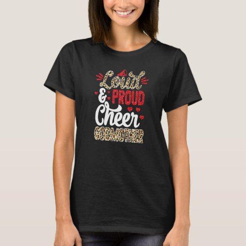 Cheer Godmother Biggest Fan Leopard Print And Pom  T_Shirt