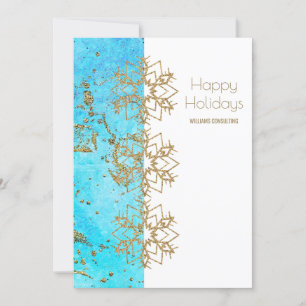 Cheer Gold and Watercolor Company Christmas Thank You Card