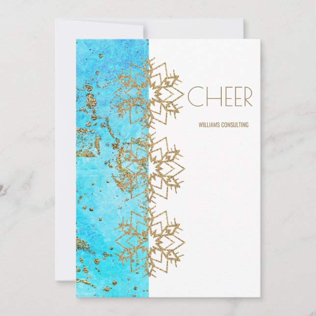 Cheer Gold and Watercolor Company Christmas Thank You Card (Front)