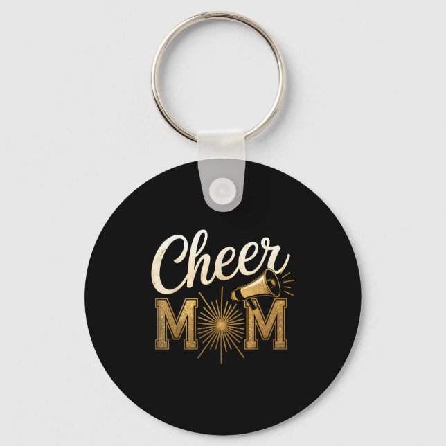 Cheer Gold Cheerleader Cheerleading Mom Game Day D Keychain (Front)