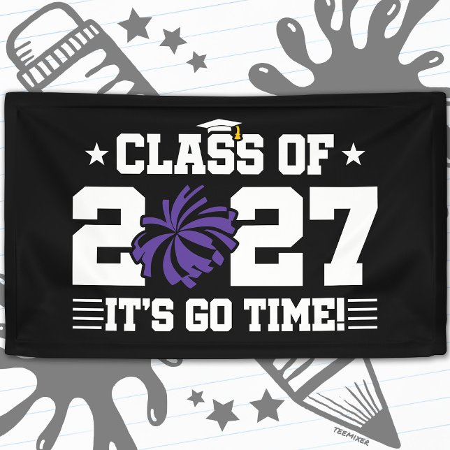 Cheer Graduation Pom Poms Senior Class of 2027 Banner (Creator Uploaded)