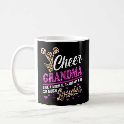 Cheer Grandma Biggest Fan Leopard Print And Pom Po Coffee Mug