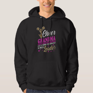 Cheer Grandma Biggest Fan Leopard Print And Pom Po Hoodie