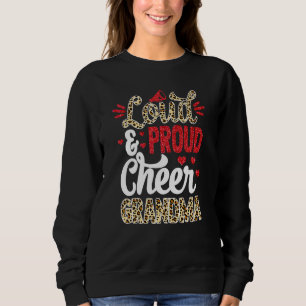 Cheer Grandma Biggest Fan Leopard Print And Pom Po Sweatshirt