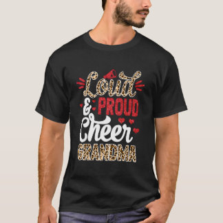 Cheer Grandma Biggest Fan Leopard Print And Pom Po T-Shirt