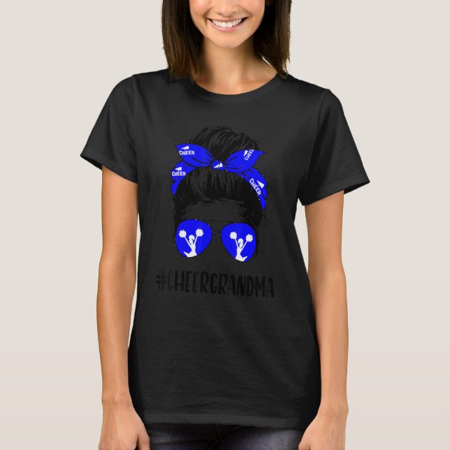 Cheer Grandma Life Messy Bun Hair Cheerleader Moth T-Shirt (Front)