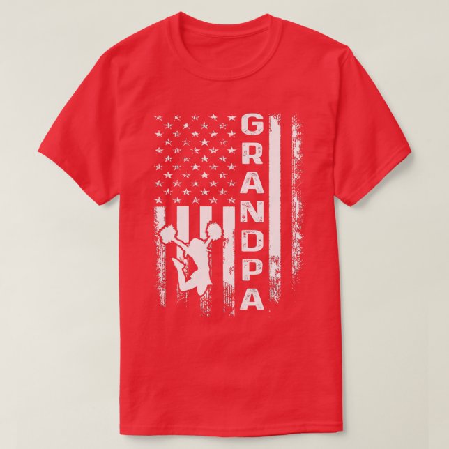 Cheer Grandpa American Flag Cheerleading Cheerlead T-Shirt (Design Front)