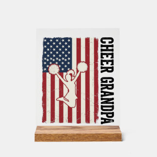 Cheer Grandpa Patriotic Vintage Flag Shirt Design_ Acrylic Sign