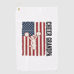 Cheer Grandpa Patriotic Vintage Flag Shirt Design_ Golf Towel