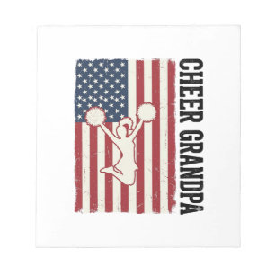 Cheer Grandpa Patriotic Vintage Flag Shirt Design_ Notepad