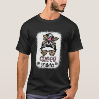 Cheer Granny Leopard Messy Bun Cheerleader Bleache T-Shirt