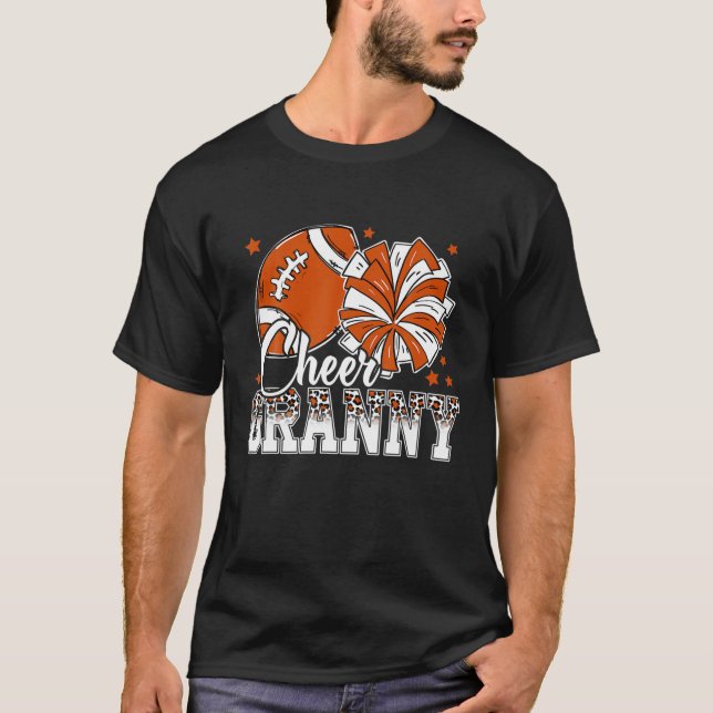 Cheer Granny Life Leopard Cheerleader Funny Game D T-Shirt (Front)