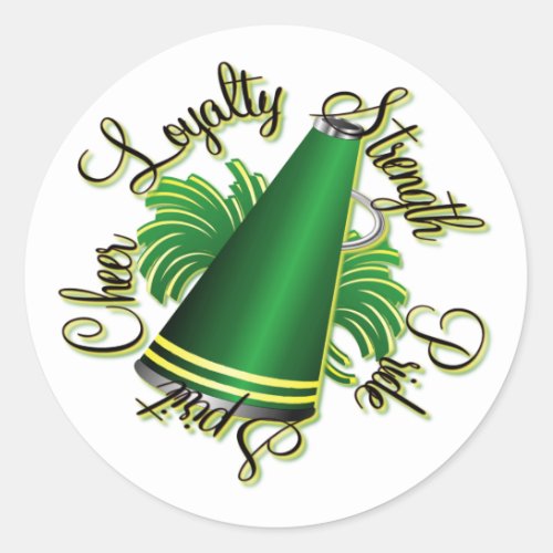 Cheer Green and Yellow Qualities Classic Round Sticker
