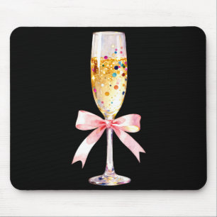 Cheer Happy New Year Coquette Bow Champagne New Ye Mouse Pad