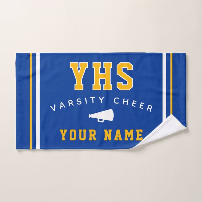Cheer Icon, Custom Name & School, Cheer Team Gift Hand Towel (Hand Towel)
