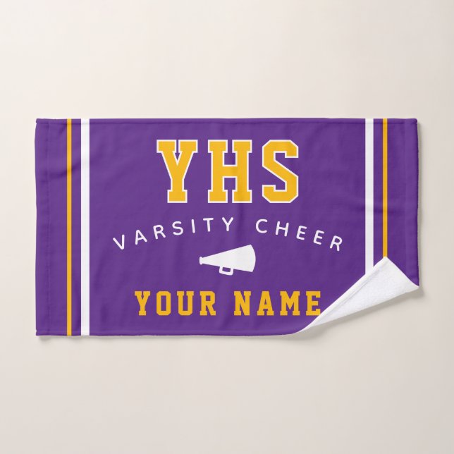 Cheer Icon, Custom Name & School, Cheer Team Gift Hand Towel (Hand Towel)