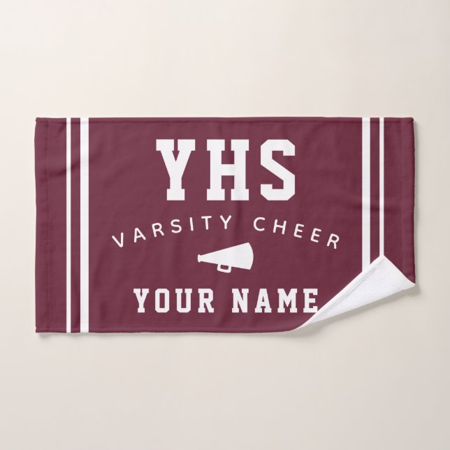 Cheer Icon, Personalized Name & School Team Spirit Hand Towel (Hand Towel)