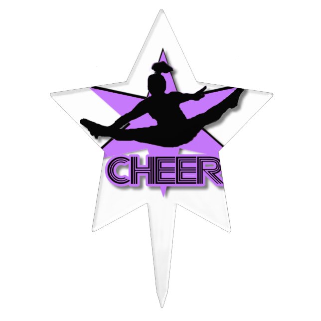 Cheer leader in purple cake topper (Front)