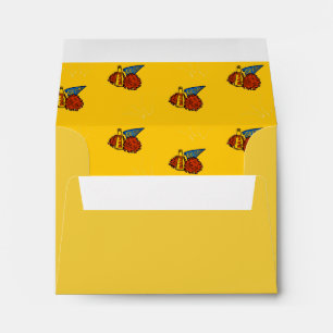 Cheer leading gear on orange envelope