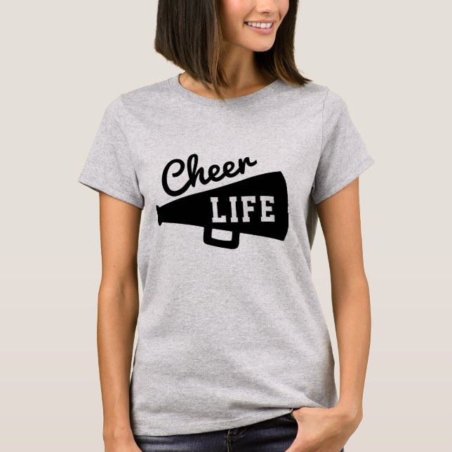 Cheer Life Cheerleading Simple Minimalist Gray T-Shirt (Front)