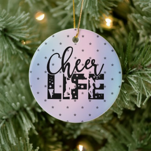 Cheer Life Glamorous Cheerleading Star Gradient   Ceramic Ornament