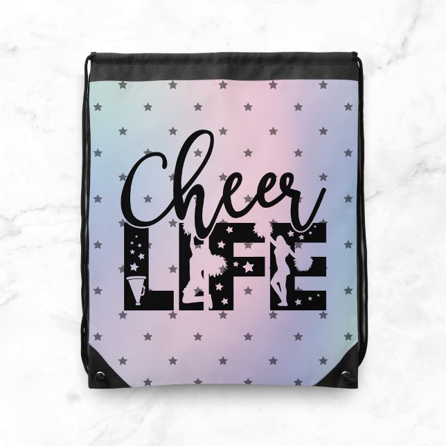 Cheer Life Glamorous Cheerleading Star Gradient    Drawstring Bag (Creator Uploaded)