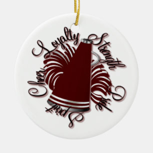 Cheer Maroon and White Qualities Ornament