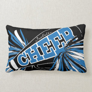 Cheer 📣 Megaphone - Blue Cheerleader Lumbar Pillow