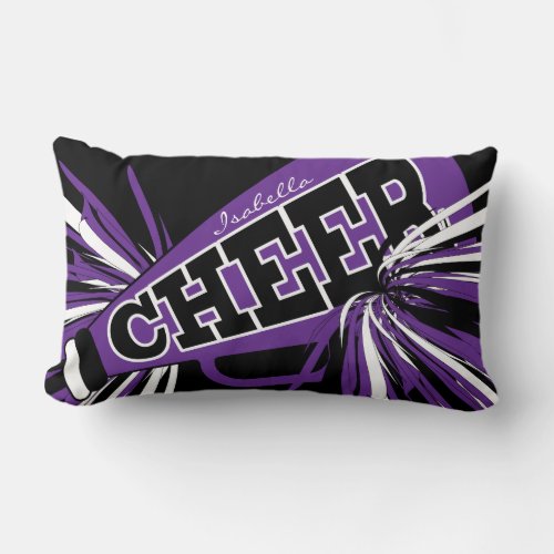 Cheer Megaphone  _ Purple Cheerleader Lumbar Pillow