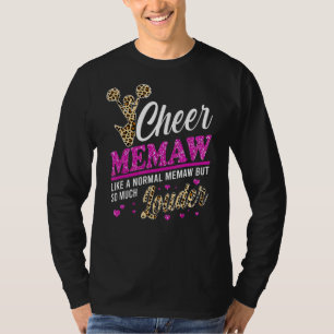 Cheer Memaw Biggest Fan Leopard Print And Pom Pom T-Shirt