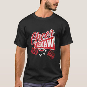 Cheer Memaw Biggest Fan Leopard Print And Pom Pom T-Shirt
