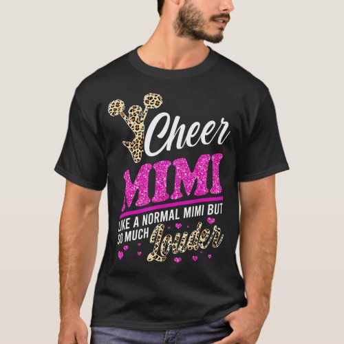 Cheer Mimi Biggest Fan Leopard Print And Pom Pom  T_Shirt