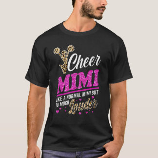 Cheer Mimi Biggest Fan Leopard Print And Pom Pom T-Shirt