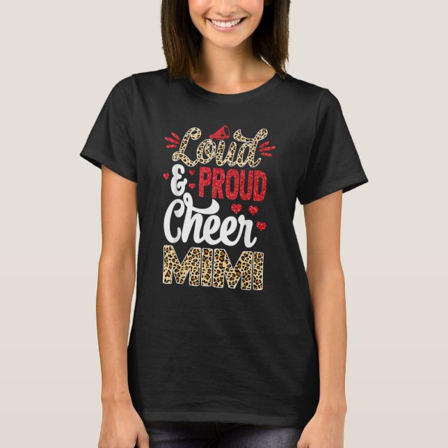 Cheer Mimi Biggest Fan Leopard Print And Pom Pom T-Shirt (Front)