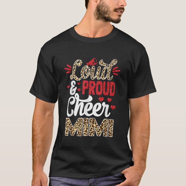 Cheer Mimi Biggest Fan Leopard Print And Pom Pom T-Shirt (Front)