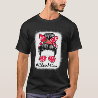Cheer Mimi Life Messy Bun Cheerleader Mothers Day  T-Shirt